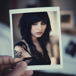 Polaroid photo of sexy emo girl with nipples for erotic photosho...