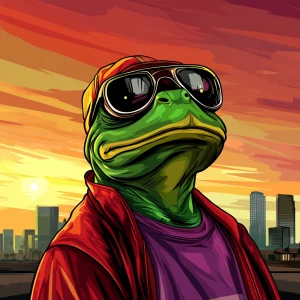 MEME PEPE in GTA art style, , in the style of a Grand Theft Aut...