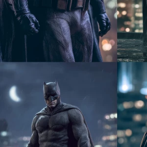 A hyper-detailed, ultra photo-realistic portrait of Batman stand...