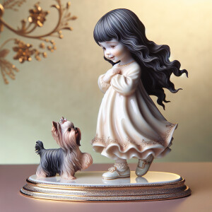 Prompt: porcelain Statue of a very light skin African-American g...