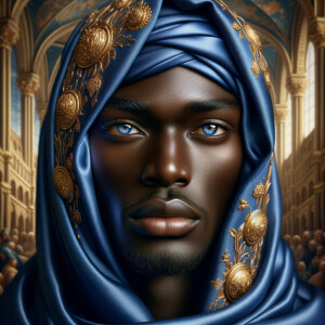 A hyper-realistic image of an African-American Jesus Christ, ser...