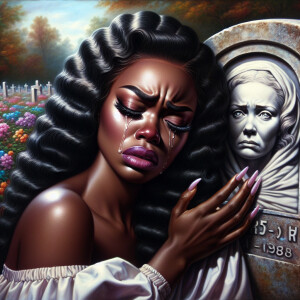 A beautiful light-skinned African-American woman with long wavy...