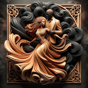 3d wood and porcelain sculpture of an Afrocentric woman with a m...