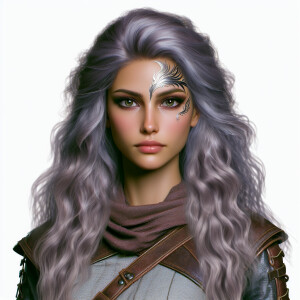 A beautiful huntress from the “Monster Hunter” series with dark...