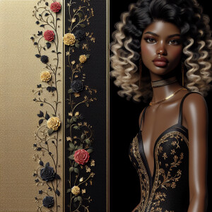 Create a vertical 3-D portrait of a light-skinned African-Americ...
