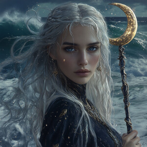Selene, Witch of Lunar Phases:
Create a hyperrealistic digital a...