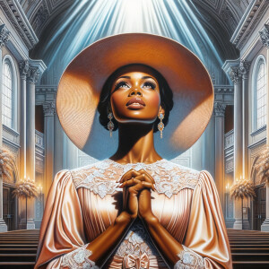 Create an airbrush oil painting of an African American woman wit...