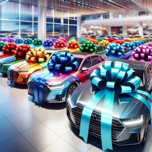 Different colors of bow for your new car purchase, visible avail...