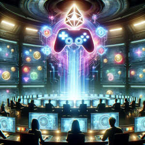 Imagine a sleek, futuristic command center, aglow with holograph...