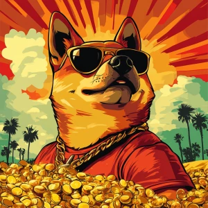 MEME DOGE in GTA art style — DOGE digging gold — in the style of...