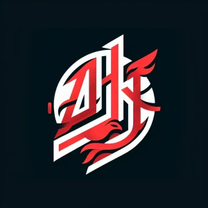 Design a logo featuring the initials "AJM" in a red brushstroke...