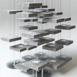 Visualiza una fuente colgante tipo cascada/catarata compuesta de...