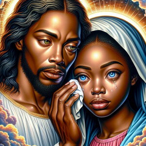 Ensure that the image distinctly represents both Jesus Christ an...