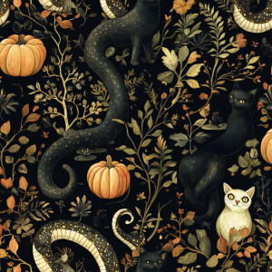 Design a Halloween pattern inspired by the life like detail, tex...