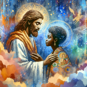 Ensure that the image distinctly represents both Jesus Christ an...