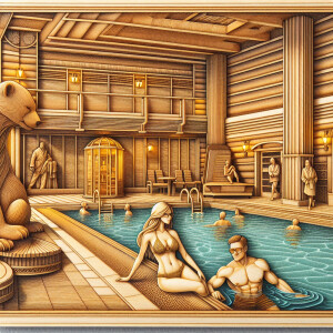 rich people vacation in an expensive complex. men and women of m...