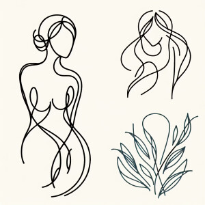 Line art woman body, thin delicate lines