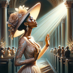 Create an airbrush oil painting of an African American woman wit...