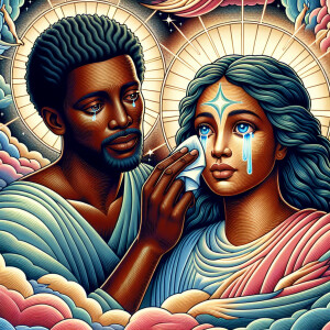 Ensure that the image distinctly represents both Jesus Christ an...
