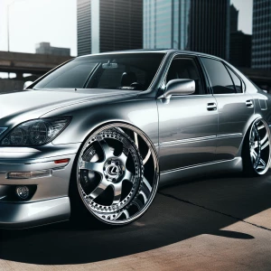 2002 Lexus 400 side view stanced with deep dish rims centerlines