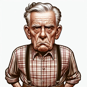 caricature of a 95 year old angry American grandpa posing for th...