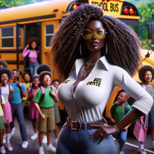 A hyper-realistic depiction of an stunning African American curv...