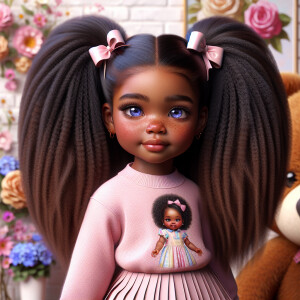 Refine the 3D realistic image of a four-year-old African-America...