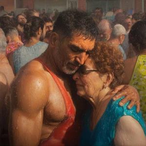 Hyperrealism photo painting,a muscular beefy kashmiri man intima...