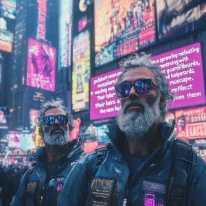 Cybernetic Sentinels of the Neon Nexus:**
   "Within a sprawlin...