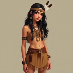 Create an image of a Native American teenage girl wearing her tr...