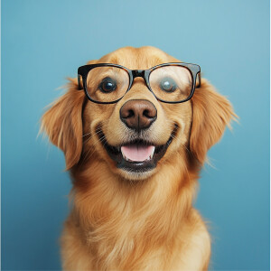 cute dog with glasses