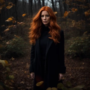 45 year old beautiful female with long ginger hair, petite, wear...