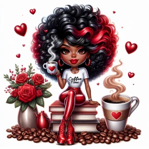 A stylish, whimsical digital airbrush illustration of an Afro La...