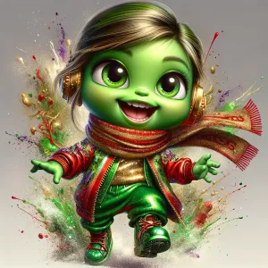 glossy hyper realistic airbrush digital 3d of an adorable 5year...