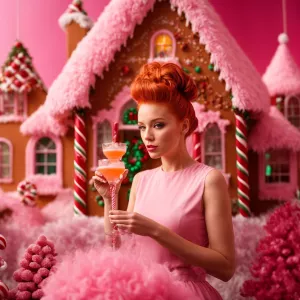 Photorealistic image of a ginger haired with messy bun  young wo...