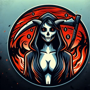 Design an 8K resolution circular logo showcasing a seductively p...