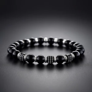 A minimalist, tech-inspired bracelet featuring a binary code pat...