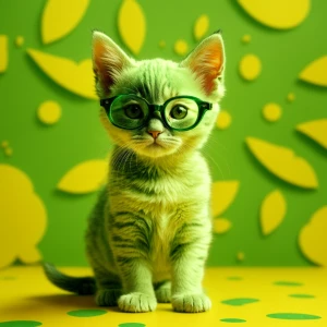 Generate a highly realistic, full-body image of a you kitten wea...