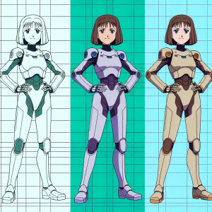 1990s anime screencap, girl a plugsuit, standing with hands on h...