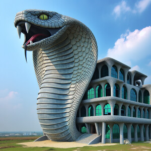 A huge cobra shaped house