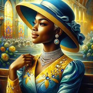 A spiritually enriching illustration portrays an African America...