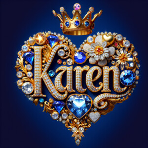 VCraft a 3-D image showcasing the name 'KAREN' in a luxurious go...