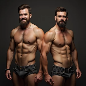 Carloss y Ramón desnufos tienen un cuerpo velludo y musculoso y...