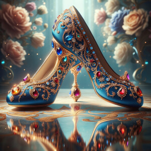 Imagine a pair of enchanting shoes, each a mirror image of the o...