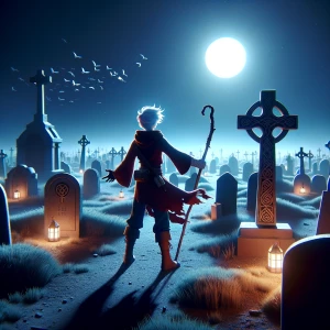 Make a stop motion animation with The background sets a graveya...