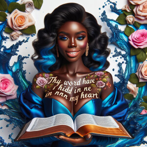 Create an image of an ultra-light-skinned African-American woman...