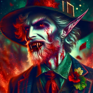 Gorgeous Epic portrait of a bone chilling leprechaun crimson soa...