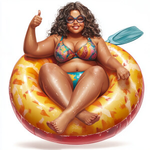 Create a highly-detailed, realistic image of a petite, plus-size...