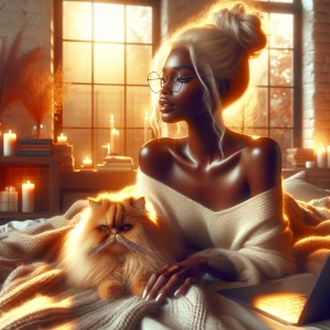 A warm and cozy closeup view digital airbrush illustration indoo...