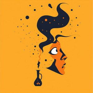 A minimalist design of a person’s face, slightly turned to the s...